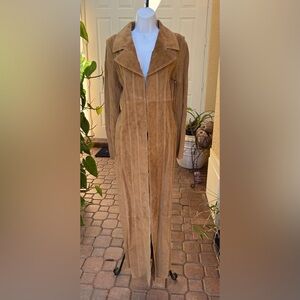 Wet Seal Camel/Tan Suede Leather Duster Lightweight Coat Sz M